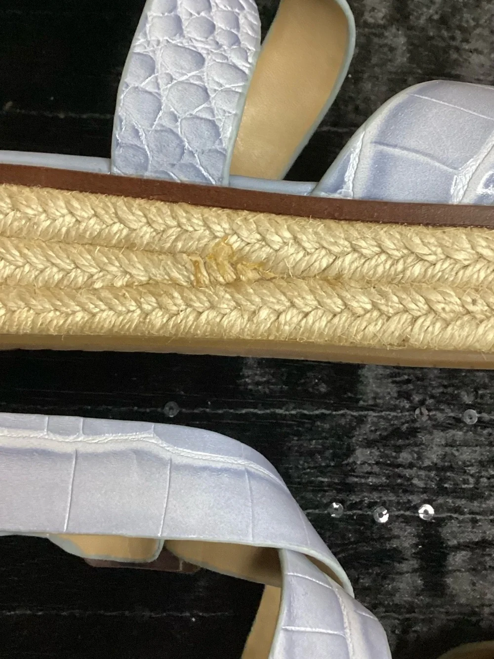 NWOT Michael Kors Abbott Pale Blue Croc-Embossed Platform Sandals 7.5